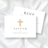 Elegant Sage Green Religious Cross Baptism RSVP Karte
