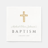 Elegant Sage Green Religious Cross Baptism Serviette (Vorderseite)