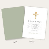 Elegant Sage Green Religious Cross Confirmation Dankeskarte