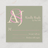 Elegant Sage Green & Rose Pink Wedding Response Begleitkarte (Vorderseite)