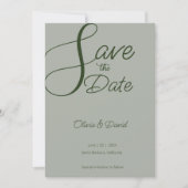 Elegant Sage Green Save the Date Einladung (Vorderseite)