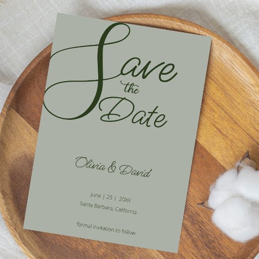 Elegant Sage Green Save the Date Einladung