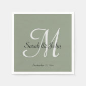 Elegant Sage Green Script Name Monogram Wedding Serviette (Vorderseite)