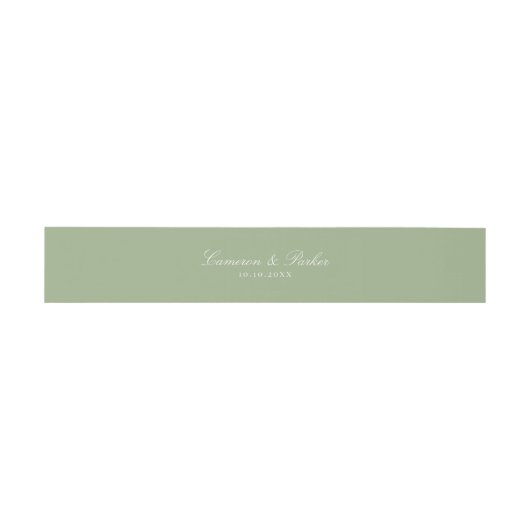 Elegant Sage Green Script Names Wedding Einladungsbanderole (Flach)