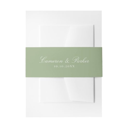 Elegant Sage Green Script Names Wedding Einladungsbanderole (Vorderseite Beispiel)