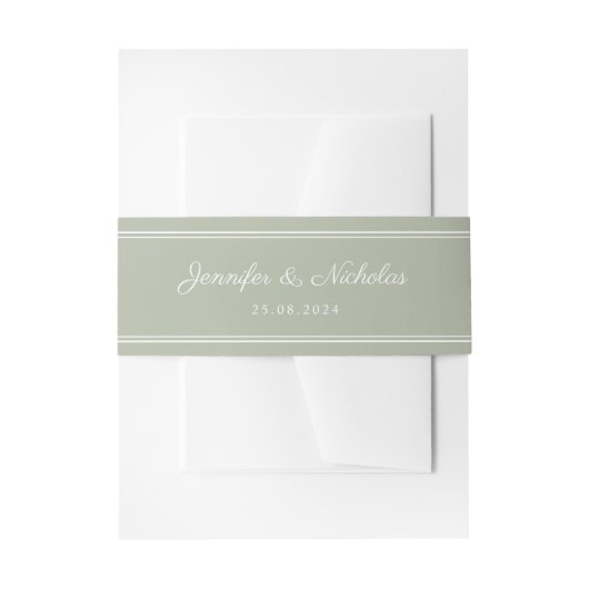 Elegant Sage Green Script Wedding Einladungsbanderole (Vorderseite Beispiel)