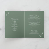Elegant Sage Green Script Wedding Order of Service Programm (Innenseite)