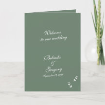 Elegant Sage Green Script Wedding Order of Service