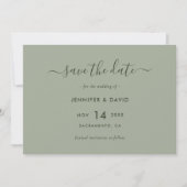 Elegant Sage Green Script Wedding Save The Date (Vorderseite)