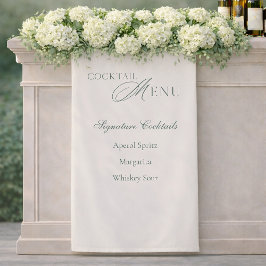 Elegant Sage Green Signature Cocktail Menu Sign Banner