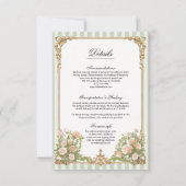 Elegant Sage Green Stripe Floral Details Card (Vorderseite)