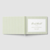Elegant Sage Green Striped Wedding Gästebuch (Voll)