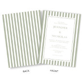 Elegant Sage Green Stripes Wedding Einladung