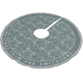 ELEGANT SAGE GREEN UND SILVER XMAS DAMASK CUSTOM POLYESTER WEIHNACHTSBAUMDECKE (Schrägansicht)