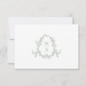 Elegant Sage Green Victorian Floral Wedding RSVP Karte (Rückseite)