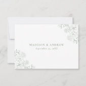 Elegant Sage Green Victorian Floral Wedding RSVP Karte (Rückseite)