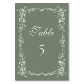Elegant Sage Green Vintage Floral Wedding Tischnummer (Rückseite)