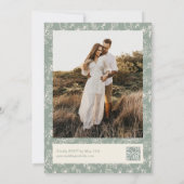 Elegant Sage Green Vintage Photo Wedding Einladung (Rückseite)