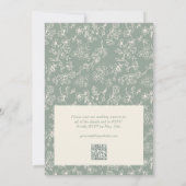 Elegant Sage Green Vintage Qr Code Wedding Einladung (Rückseite)