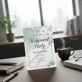 Elegant Sage Green Watercolor Floral Retirement Pa Einladung
