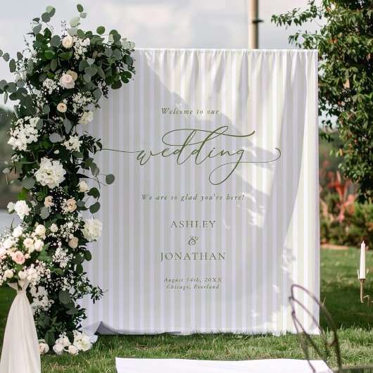 Elegant Sage Green Wedding Backdrop Tapestry Wandteppich