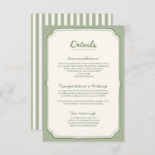 Elegant Sage Green Wedding Details Card  (Vorne/Hinten)