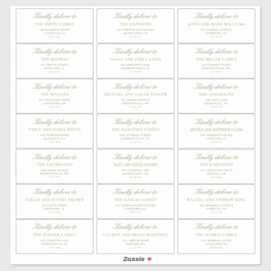 Elegant Sage Green Wedding Guest Address Labels (Blatt)