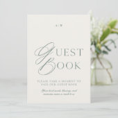 Elegant Sage Green Wedding Guest Book Sign Einladung (Stehend Vorderseite)