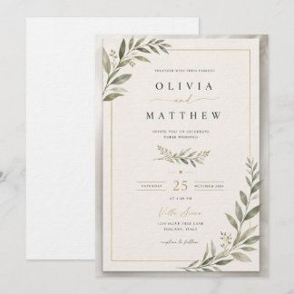 Elegant Sage Green Wedding Invitation | Minimalist Einladung