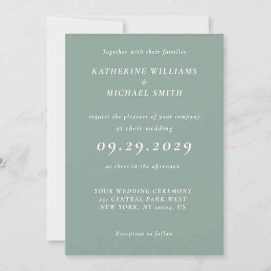 Elegant Sage Green Wedding Invitations Einladung (Vorderseite)