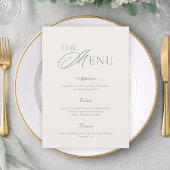 Elegant Sage Green Wedding Menu Card  Einladung