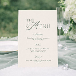 Elegant Sage Green Wedding Menu Card Einladung