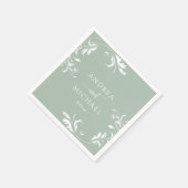 Elegant Sage Green Wedding Napkins Serviette (Ecke)