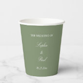 Elegant Sage Green Wedding Paper Cups Pappbecher (Rückseite)