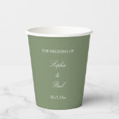 Elegant Sage Green Wedding Paper Cups Pappbecher (Vorderseite)
