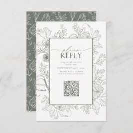Elegant Sage Green Wedding QR Code Bitte beantwort RSVP Karte