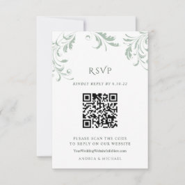 Elegant Sage Green Wedding QR Code Online-Antwort RSVP Karte
