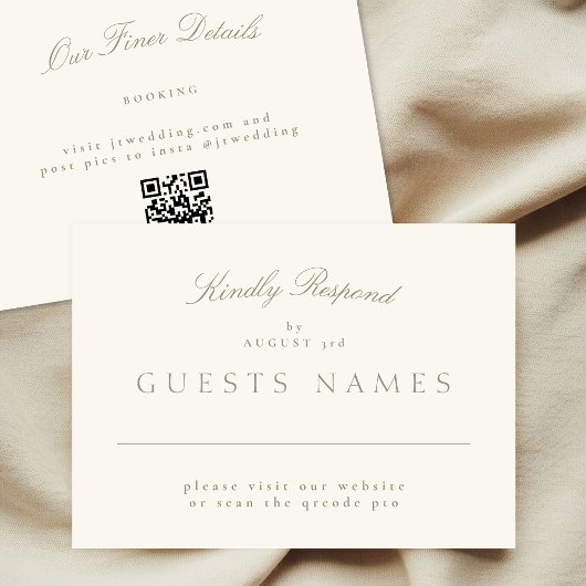 Elegant Sage Green Wedding QR CODE UAWG Mitteilungskarte