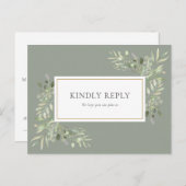Elegant Sage Green Wedding RSVP Einladungspostkarte (Vorne/Hinten)