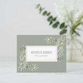 Elegant Sage Green Wedding RSVP Einladungspostkarte (Stehend Vorderseite)