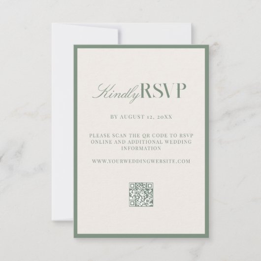 Elegant Sage Green Wedding RSVP Karte (Vorderseite)