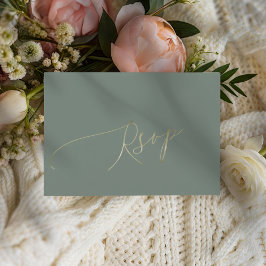 Elegant Sage Green Wedding RSVP Karte