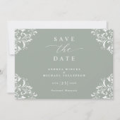 Elegant Sage Green Wedding Save the Date Cards (Vorderseite)