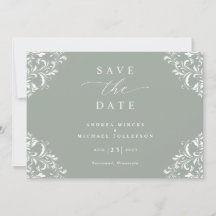 Elegant Sage Green Wedding Save the Date Cards
