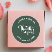 Elegant Sage Green Wedding Script Vielen Dank Runder Aufkleber