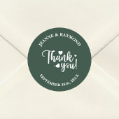 Elegant Sage Green Wedding Script Vielen Dank Runder Aufkleber