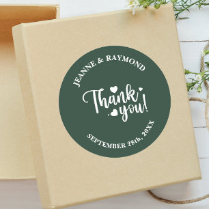 Elegant Sage Green Wedding Script Vielen Dank Runder Aufkleber