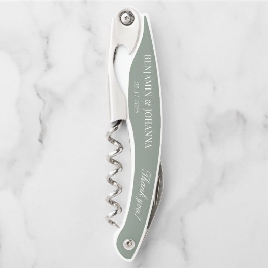 Elegant Sage Green Wedding Vielen Dank an die Gast Kellnermesser (Vorderseite)