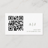 Elegant Sage Green Wedding Website Qr Code Begleitkarte (Rückseite)