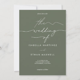 Elegant Sage Green & White Modern Script Wedding Einladung